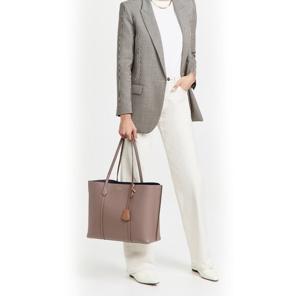 Tory Burch Perry Large Leather Tote – Clam Shell - Picture 5 of 9